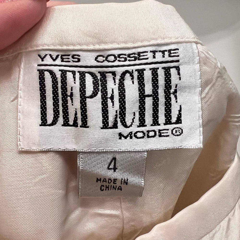 Vintage Silk Cream Teal Embroidered Butterfly Pants Yves Cossette Depeche Mode - Picture 5 of 12